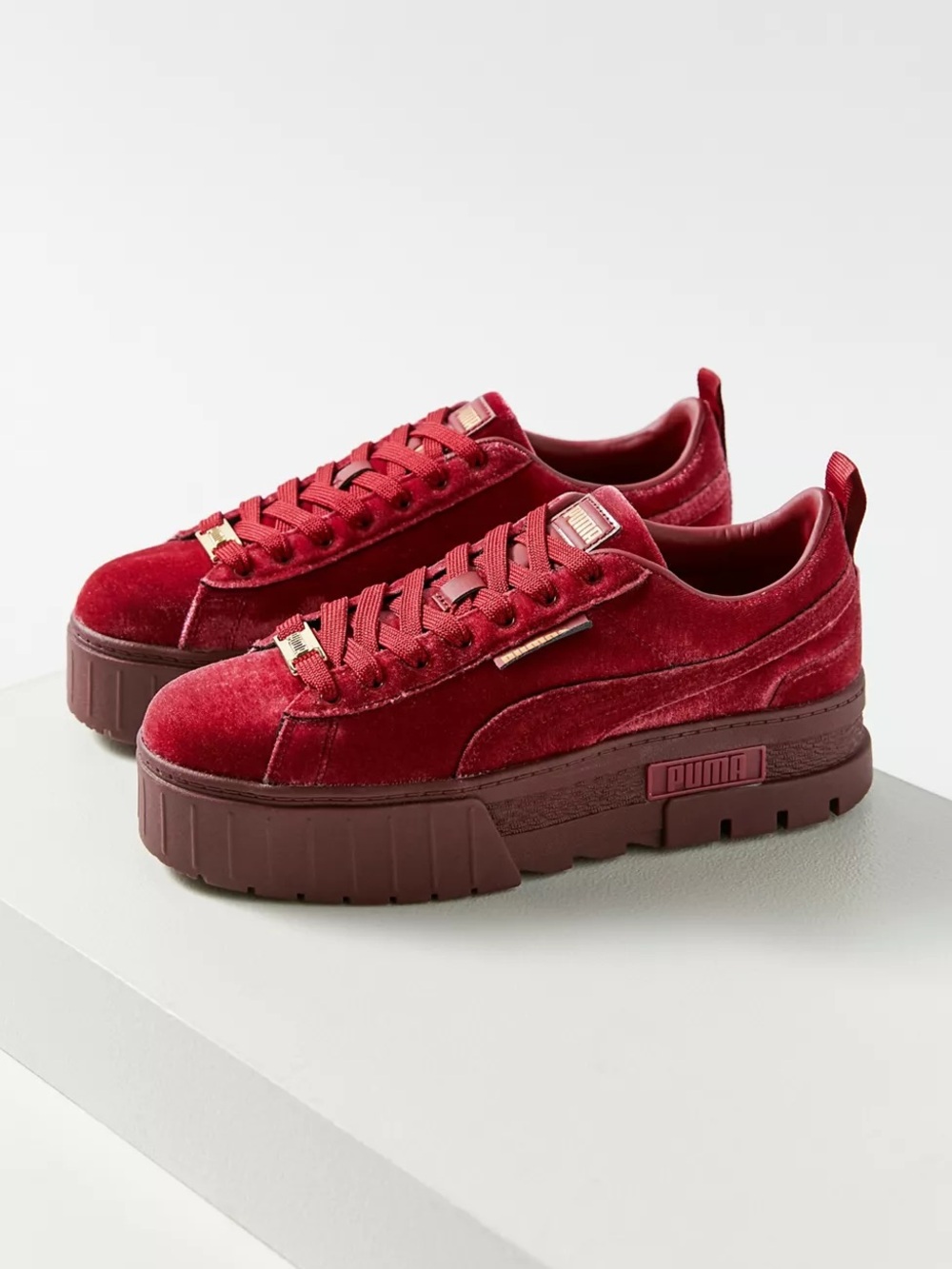 Puma Mayze Velvet Sneaker | Burgundy Red